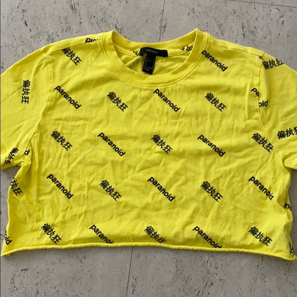 Forever21 yellow cropped t-shirt